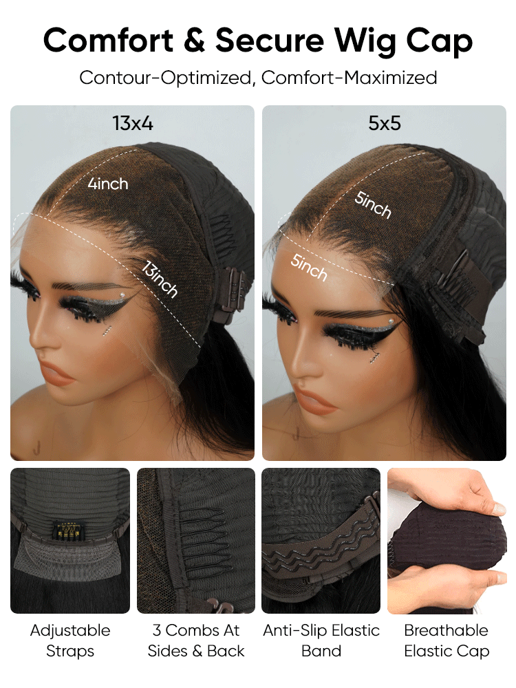 Light Yaki Straight 5x5/13x4 Lace Wig Silk Press Human Hair