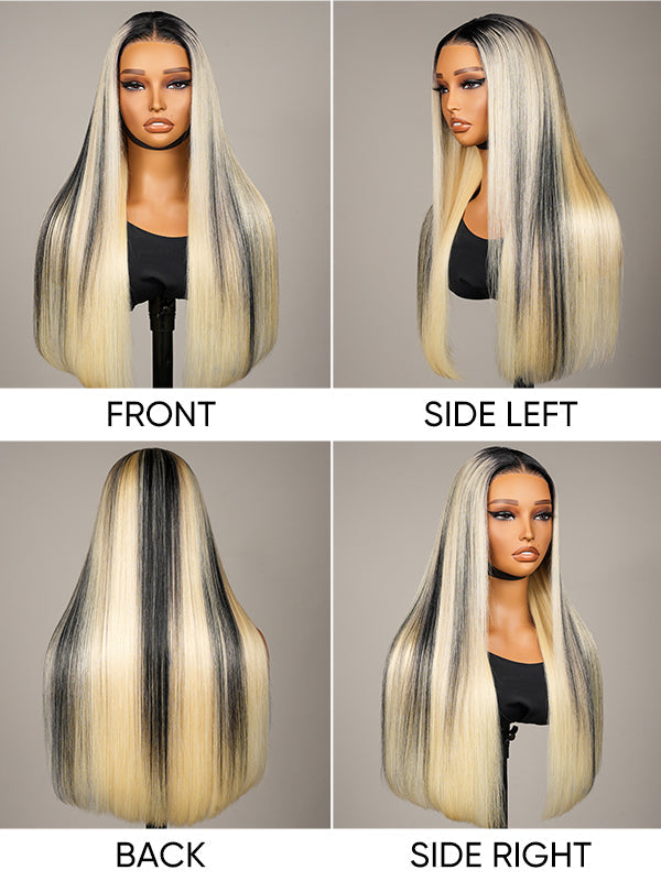 613 Blonde Highlight Wig Straight 13x4 Lace Frontal Wig Blonde With Highlights
