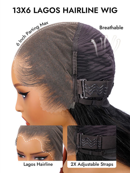 Light Brown With Blonde Highlights 13x6 Lace Frontal Lagos Hairline Wig Dark Roots