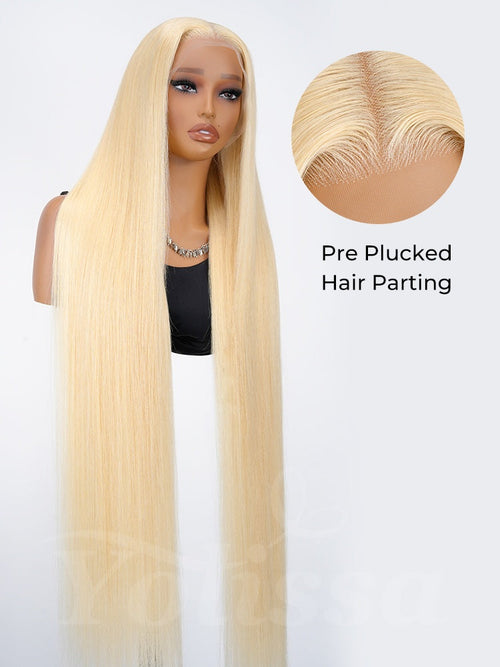 40 Inch Long Blonde Wig Human Hair #613 Straight 13x6 HD Lace Wigs Full Density