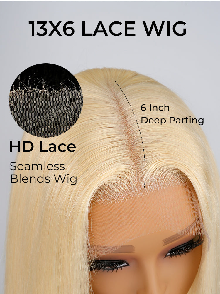 40 Inch Long Blonde Wig Human Hair #613 Straight 13x6 HD Lace Wigs Full Density