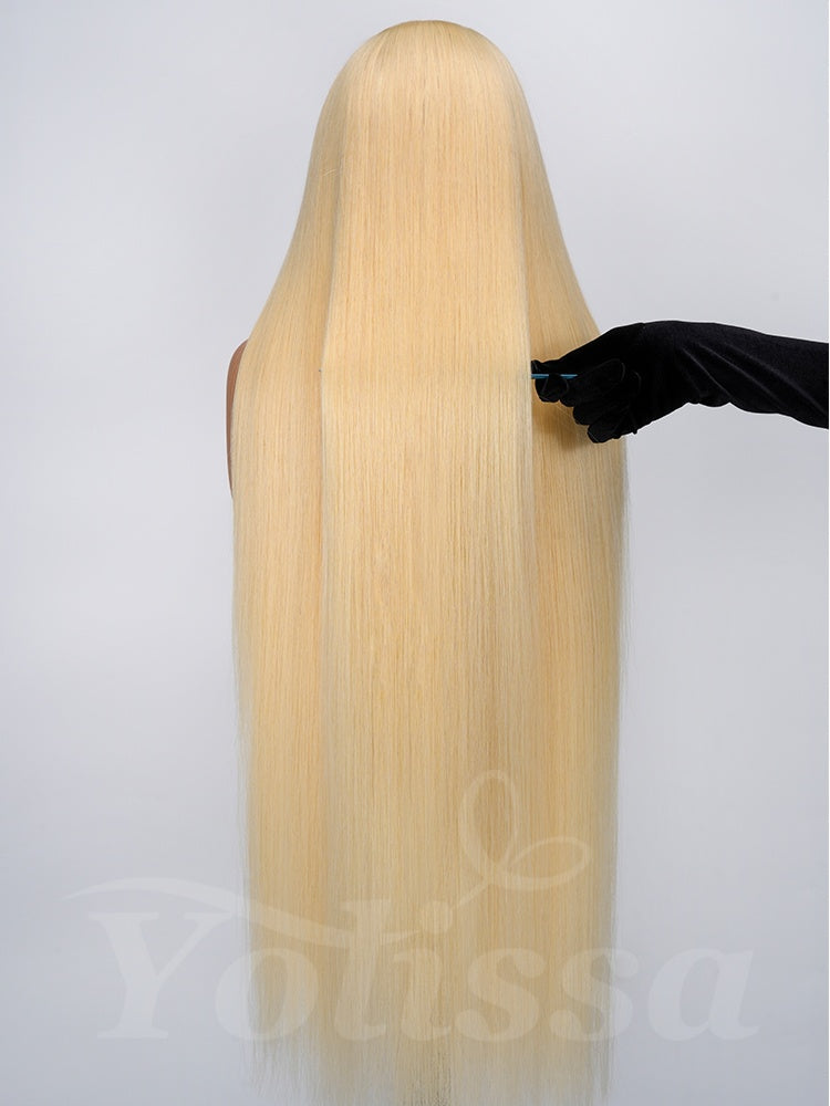 40 Inch Long Blonde Wig Human Hair #613 Straight 13x6 HD Lace Wigs Full Density