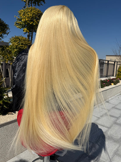 40 Inch Long Blonde Wig Human Hair #613 Straight 13x6 HD Lace Wigs Full Density