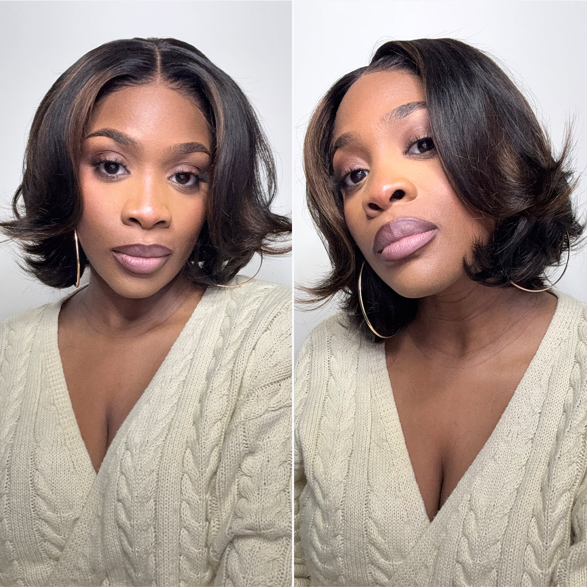 ✨ Ready-to-Wear Highlight Bob Wig – Glueless Short Layered 5x5 Closure Pre-Cut Lace Wig