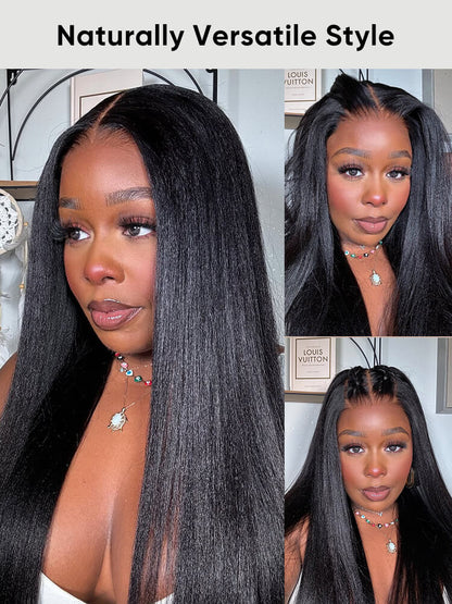 Light Yaki Straight 5x5/13x4 Lace Wig Silk Press Human Hair
