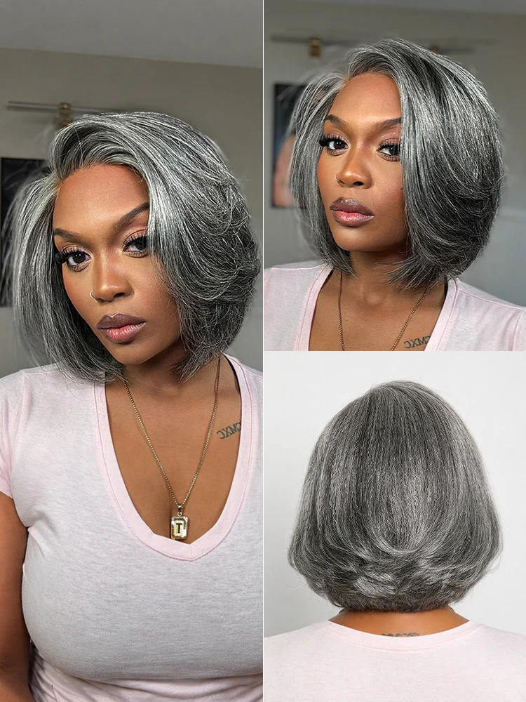 ✨ Ready-to-Wear Highlight Bob Wig – Glueless Short Layered 5x5 Closure Pre-Cut Lace Wig
