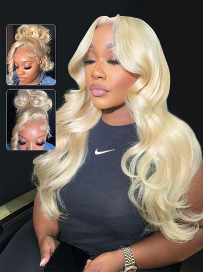 360 Blonde Lace Frontal Wig Human Hair Glueless Wigs With Invisi Drawstring