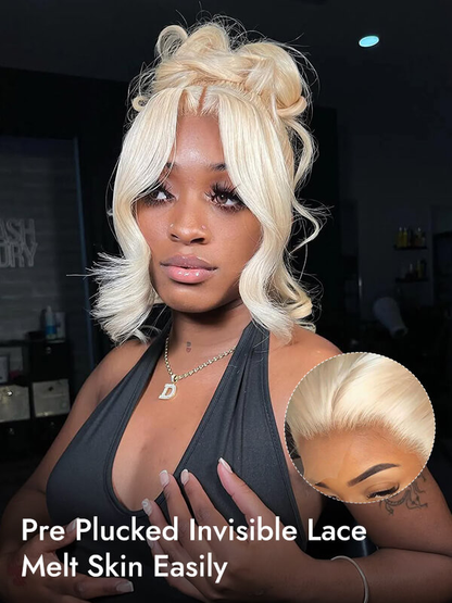 360 Blonde Lace Frontal Wig Human Hair Glueless Wigs With Invisi Drawstring