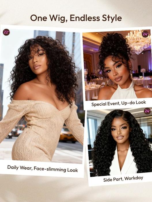 Pre Everything Pull And Go Glueless Wet & Wavy Water Wave With Invisi Drawstring With Free Baby Hair