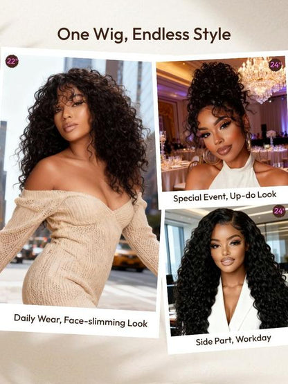 Pre Everything Pull And Go Glueless Wet & Wavy Water Wave With Invisi Drawstring With Free Baby Hair