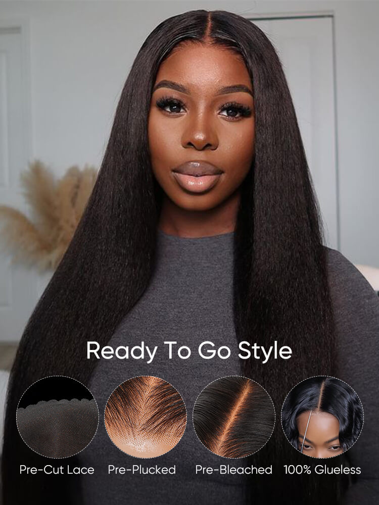 Light Yaki Straight 5x5/13x4 Lace Wig Silk Press Human Hair