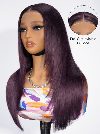 Trending Black Cherry 13x4 Lace Front Ready To Go Wig Plum Color Human Hair