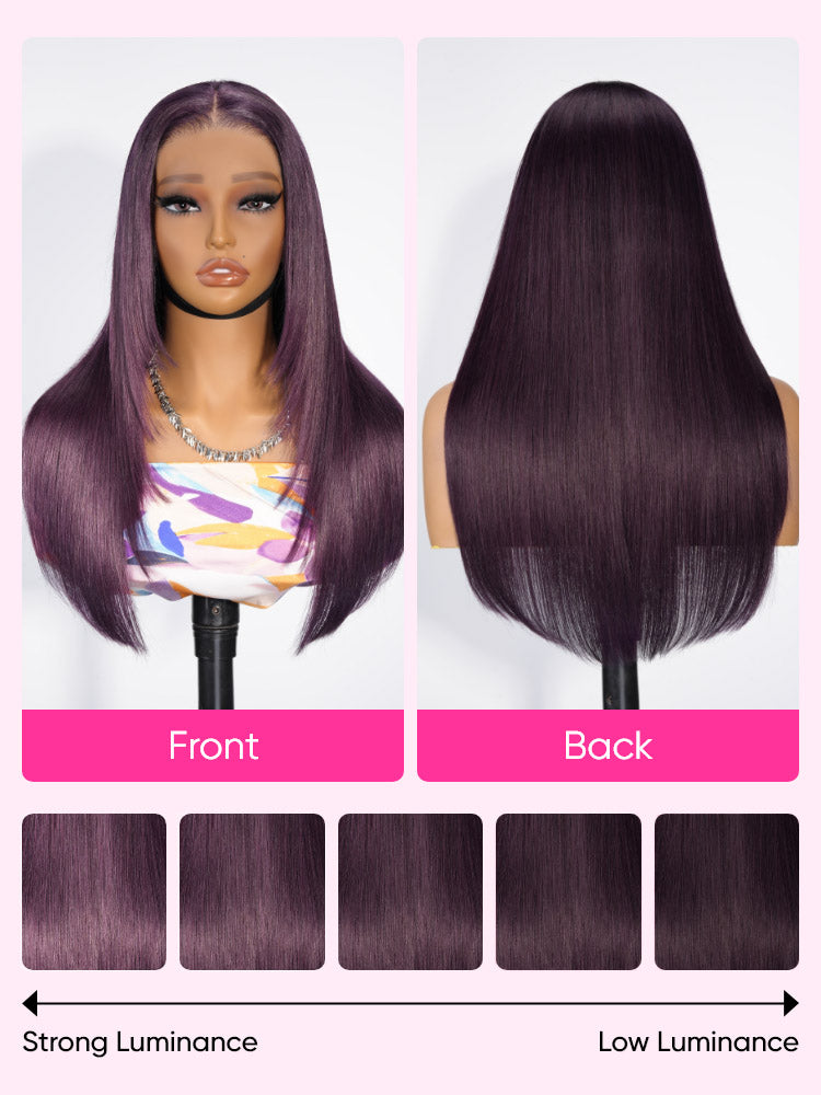 Trending Black Cherry 13x4 Lace Front Ready To Go Wig Plum Color Human Hair