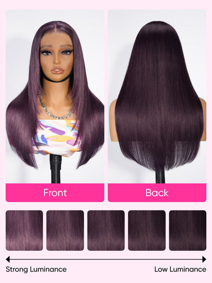 Trending Black Cherry 13x4 Lace Front Ready To Go Wig Plum Color Human Hair