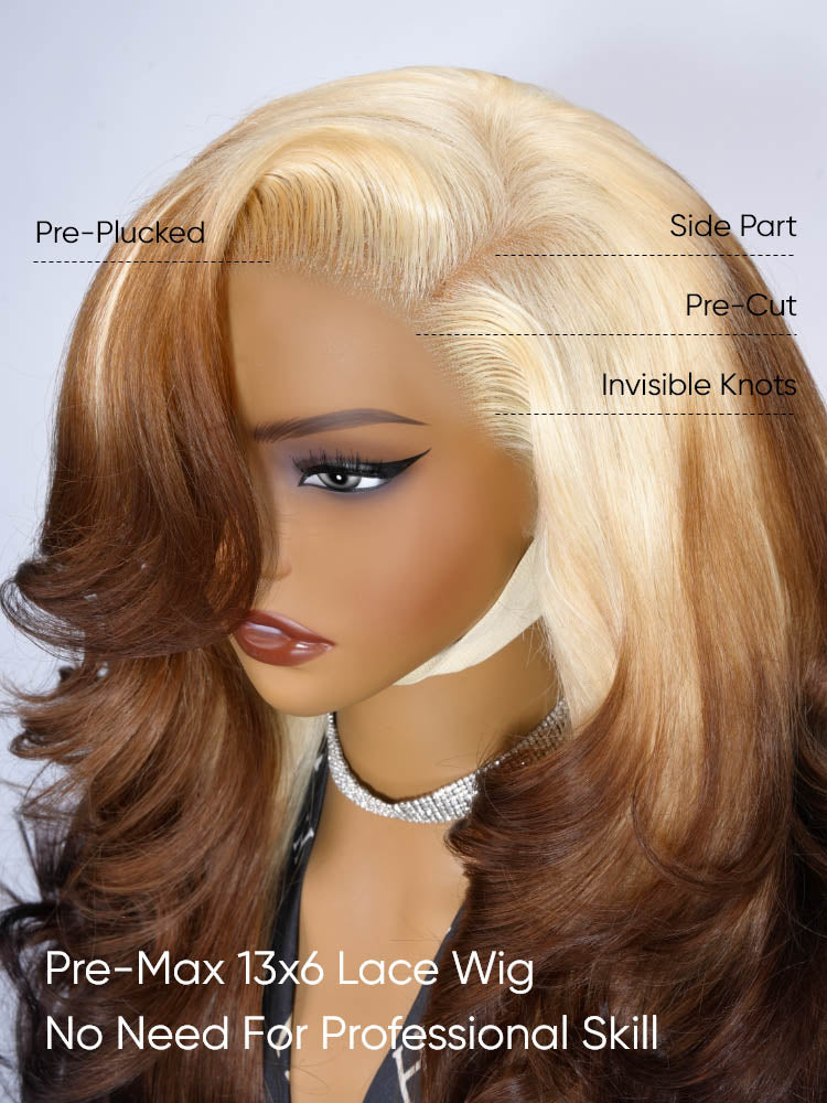 Blonde Brown Ombre Body Wave 13x6 LY Lace Frontal Wig With Layers