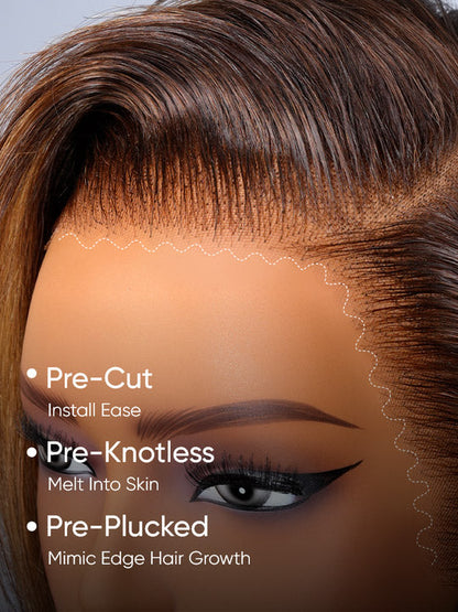 Ready To Go Short Brown Bob Lace Front Wig With Highlights